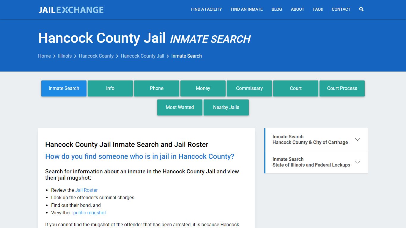 Inmate Search: Roster & Mugshots - Hancock County Jail, IL