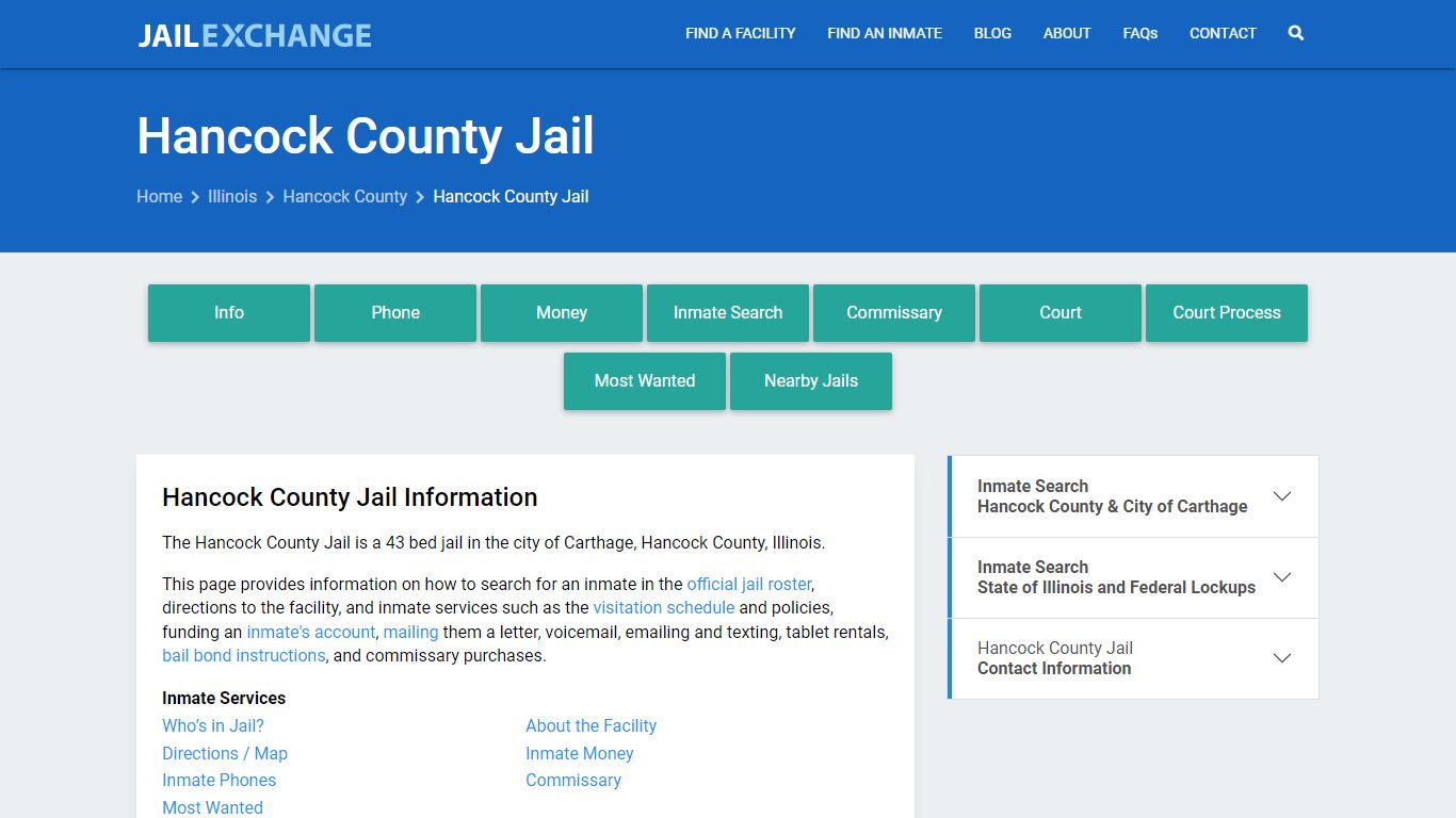 Hancock County Jail, IL Inmate Search & Services